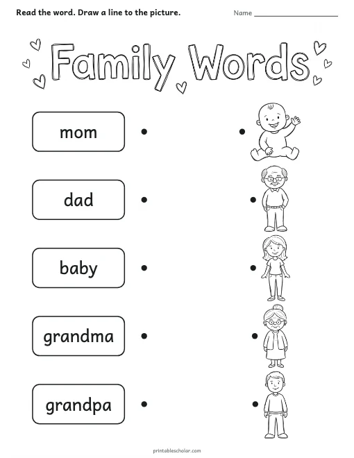 Family Words worksheet preview