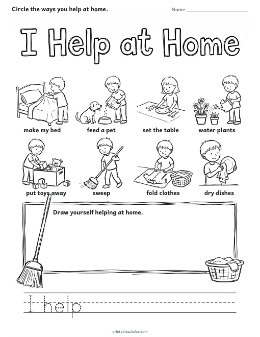 I Help at Home worksheet preview