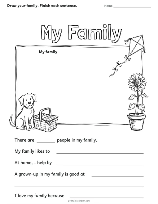 My Family worksheet preview