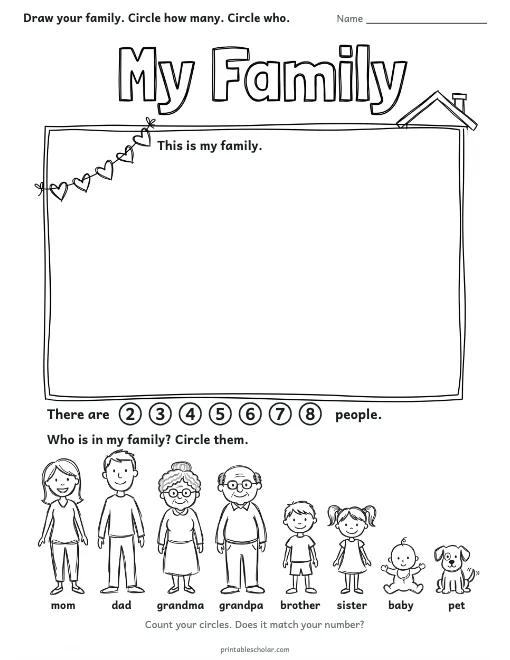 My Family worksheet preview