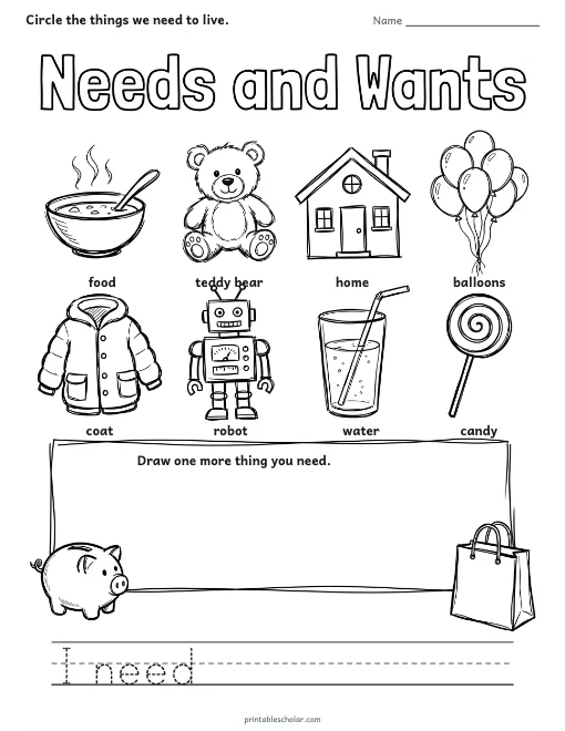 Circle the Needs worksheet preview