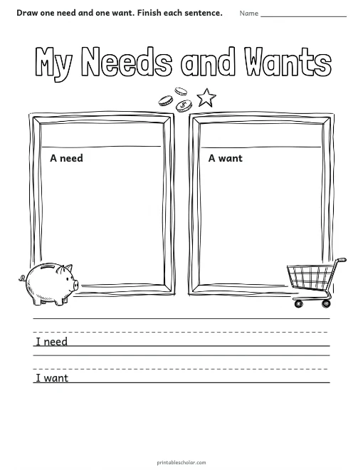 My Needs and Wants worksheet preview