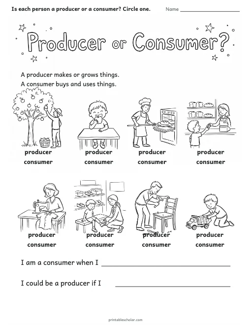 Producer or Consumer? worksheet preview