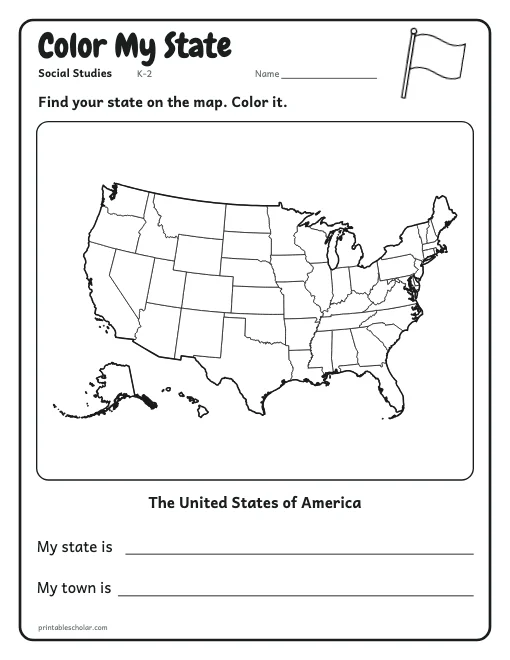 Color My State worksheet preview
