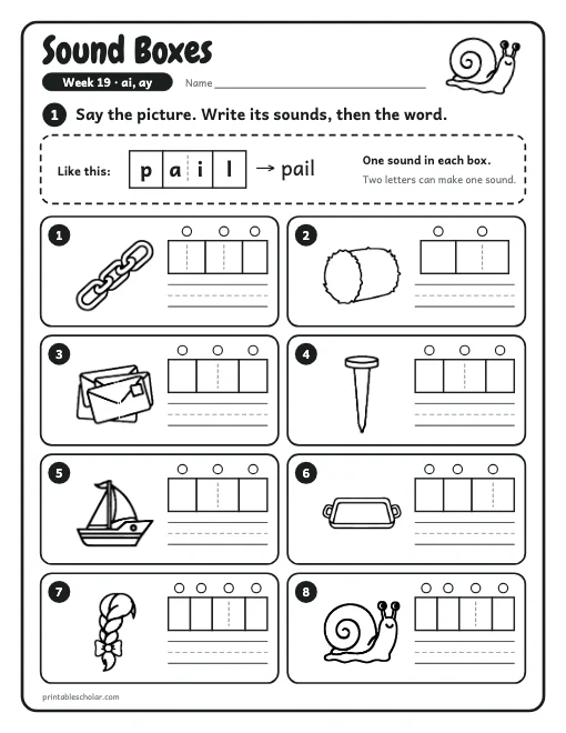 1st grade spelling week 19: sound boxes preview