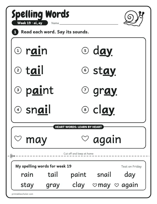 1st grade spelling week 19: word list preview