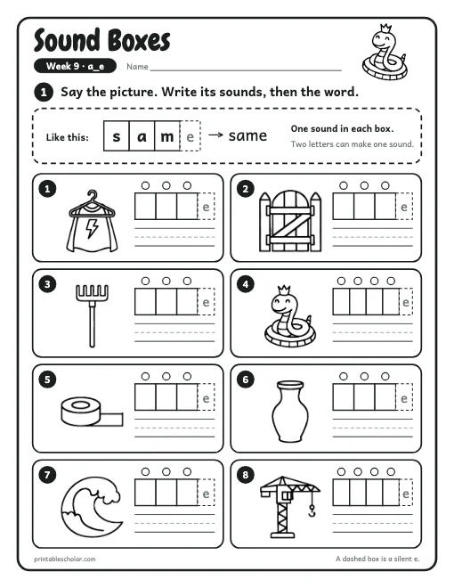 1st grade spelling week 9: sound boxes preview