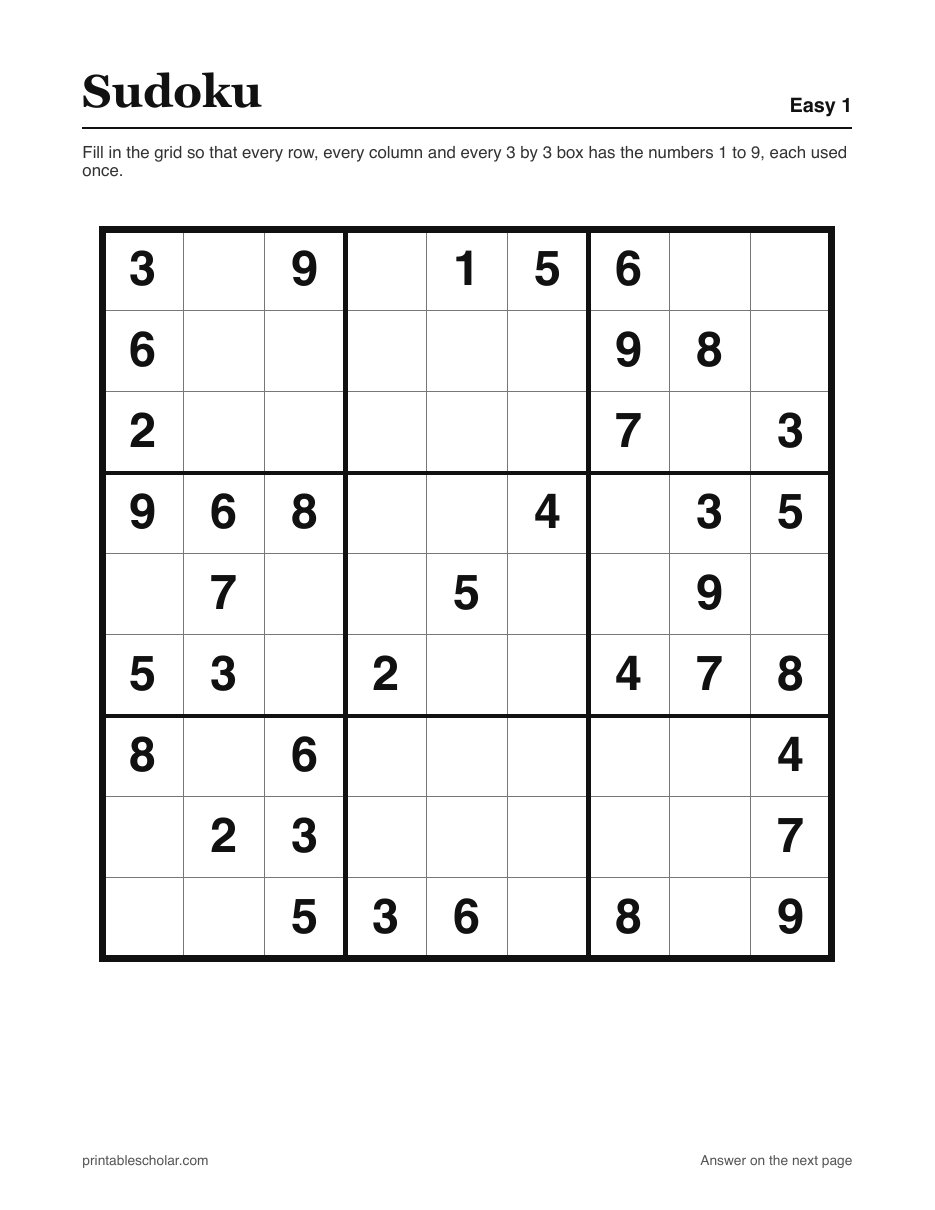 Free Printable Sudoku Puzzles (48 PDFs, Easy to Expert, With Answers