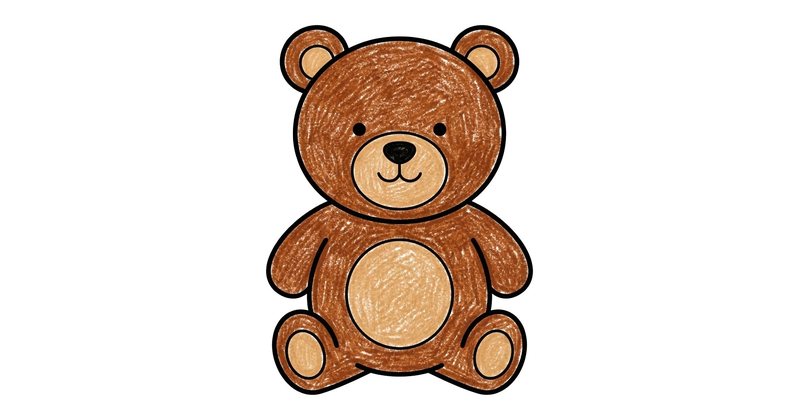 How to Draw a Bear: the finished drawing, colored in