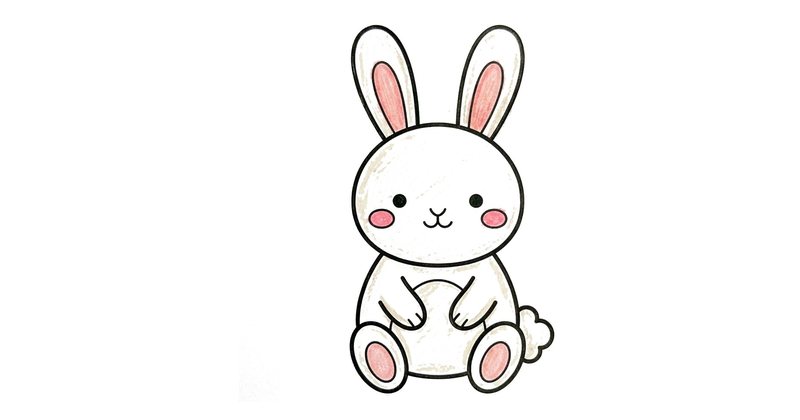 How to Draw a Bunny: the finished drawing, colored in