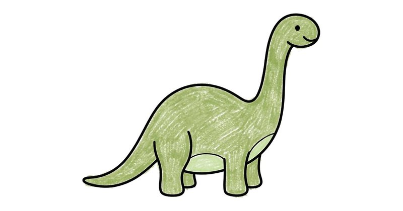 How to Draw a Dinosaur: the finished drawing, colored in