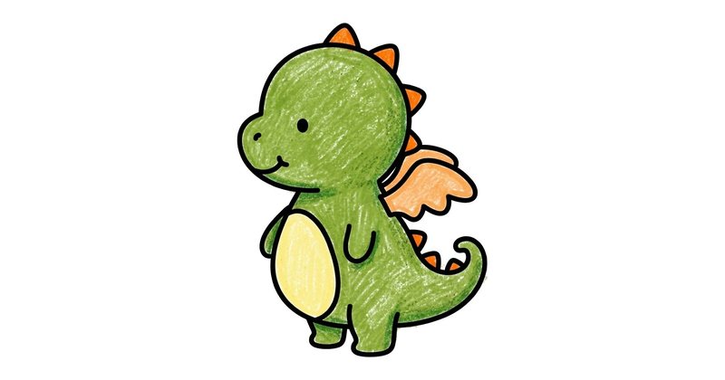 How to Draw a Dragon: the finished drawing, colored in