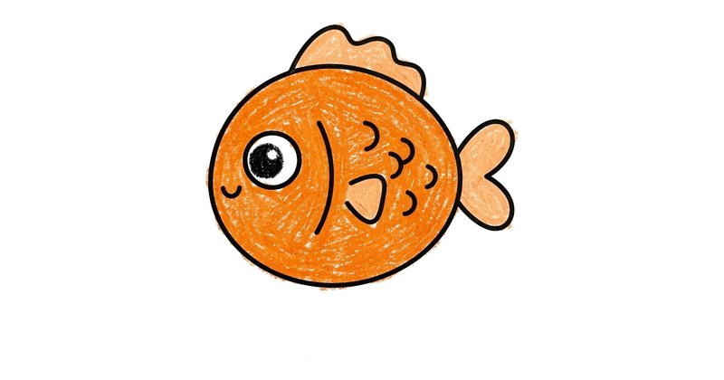 How to Draw a Fish: the finished drawing, colored in