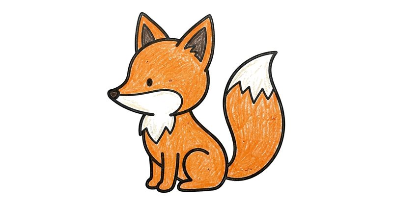 How to Draw a Fox: the finished drawing, colored in