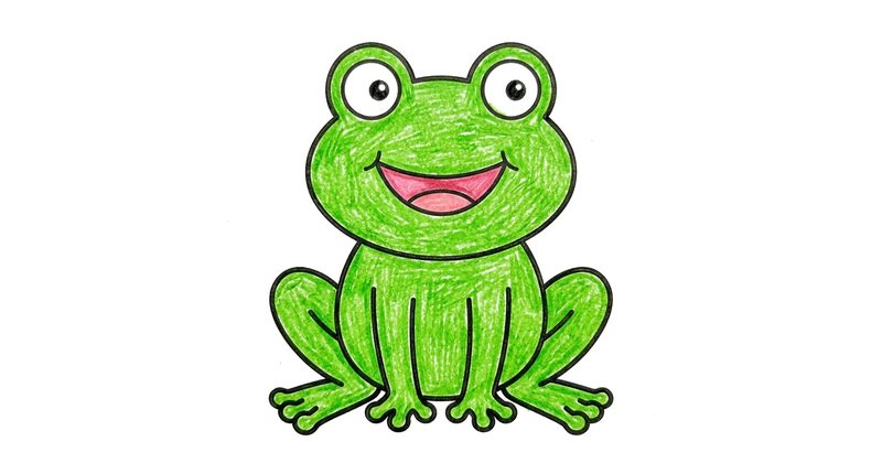 How to Draw a Frog: the finished drawing, colored in