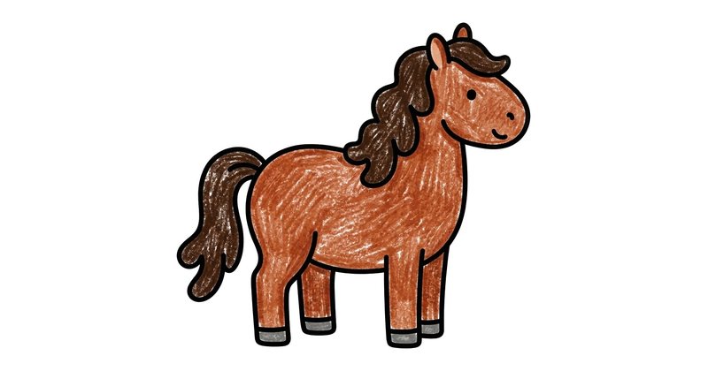 How to Draw a Horse: the finished drawing, colored in