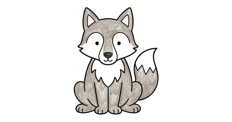 How to Draw a Wolf: the finished drawing, colored in
