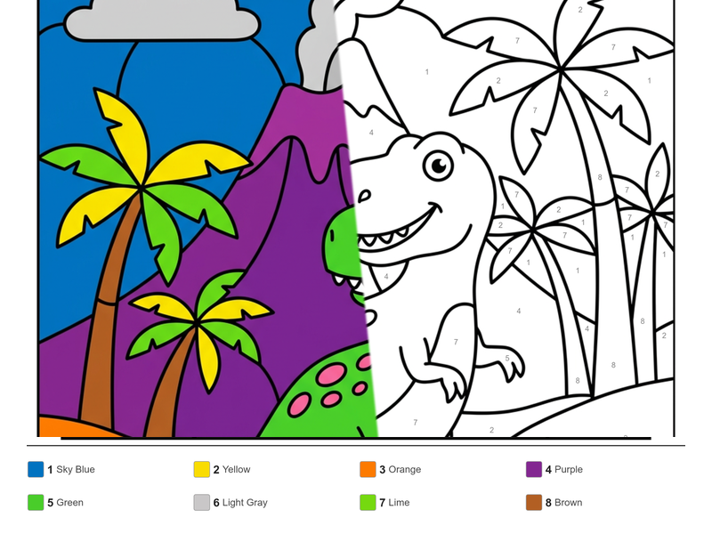 Free printable color by number worksheets for kids