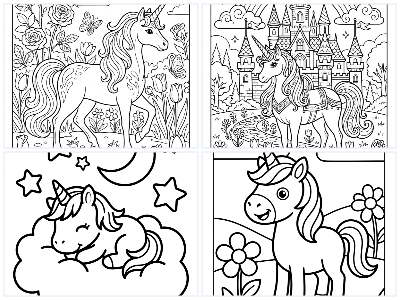 Printable unicorn coloring pages for kids