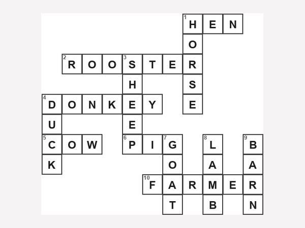 Printable crossword puzzle for kids