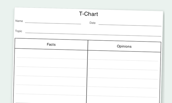 T-Chart graphic organizer preview