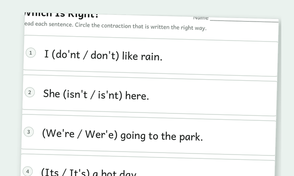 Contractions Worksheets preview