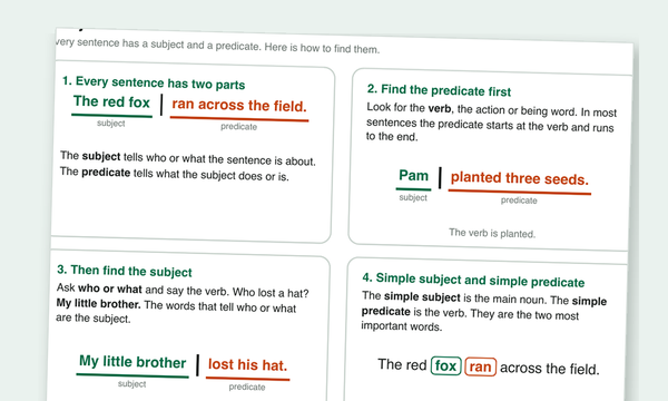 Subject and Predicate Worksheets preview