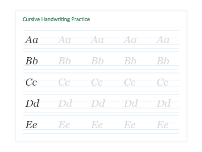 Cursive handwriting practice worksheet preview