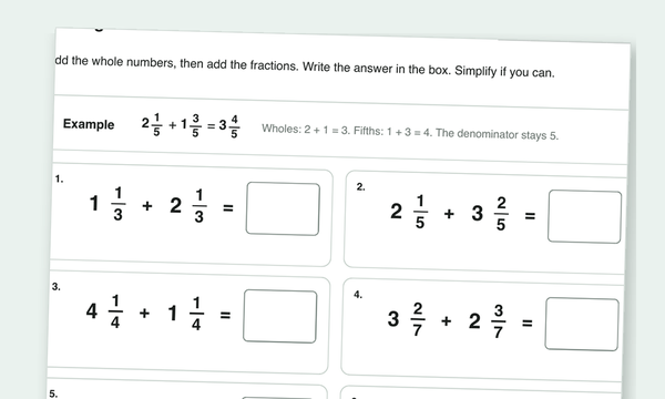Adding and subtracting mixed numbers worksheets preview