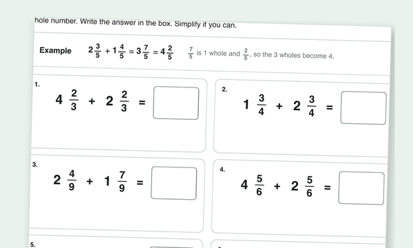Adding and subtracting mixed numbers worksheets preview