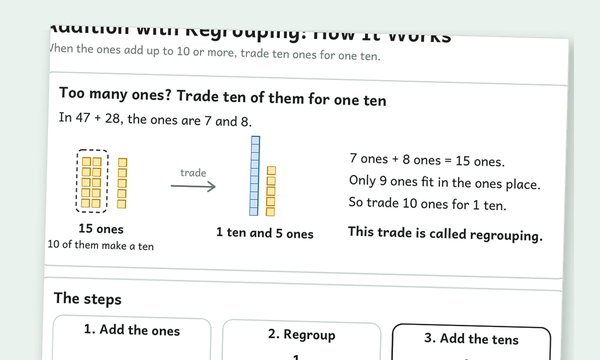 Printable regrouping worksheets preview