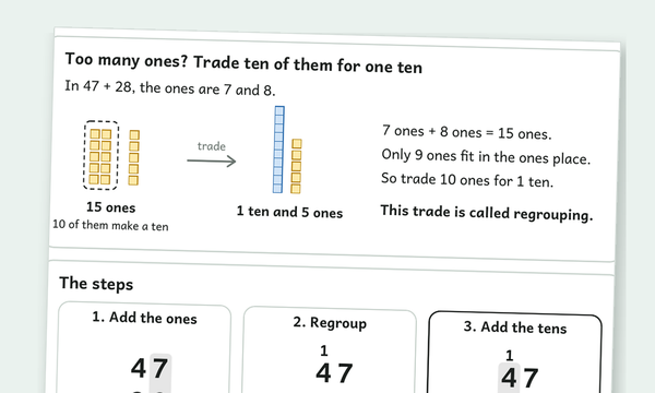 Printable regrouping worksheets preview