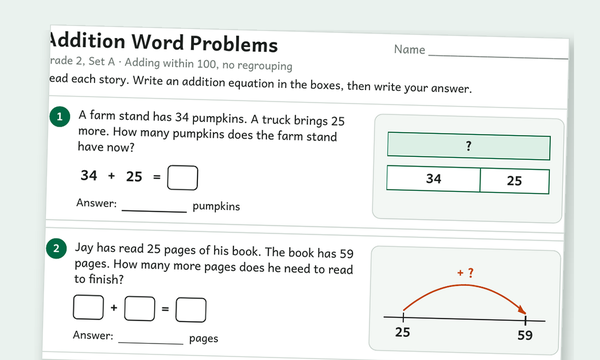 Addition word problems worksheet preview