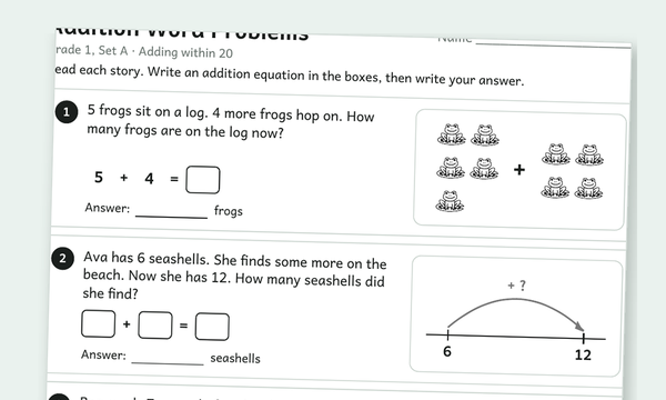 Addition word problems worksheet preview