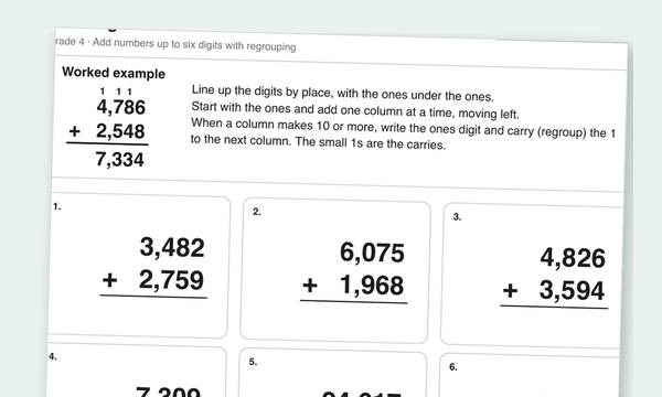 Addition worksheets preview