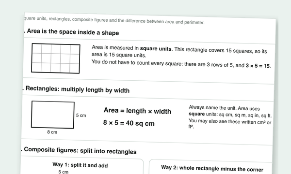 Area of composite figures worksheets preview