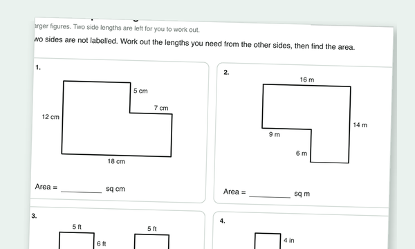 Area of composite figures worksheets preview