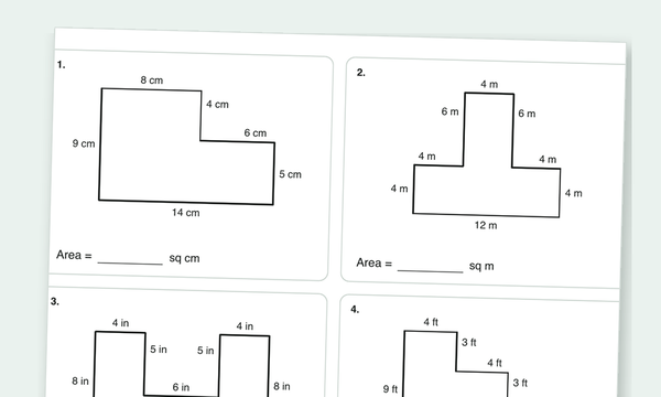 Area of composite figures worksheets preview