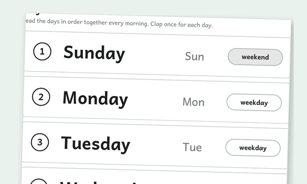 Printable days of the week and months of the year worksheets preview