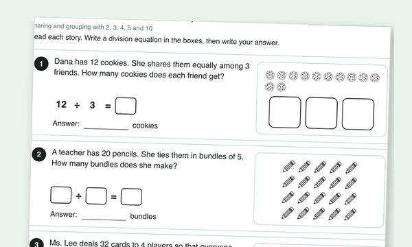 Division word problems worksheet preview