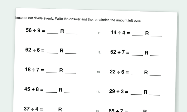 Division worksheets preview
