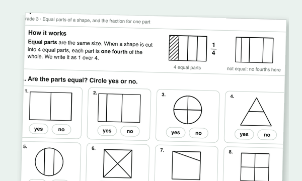 Equal parts worksheets preview