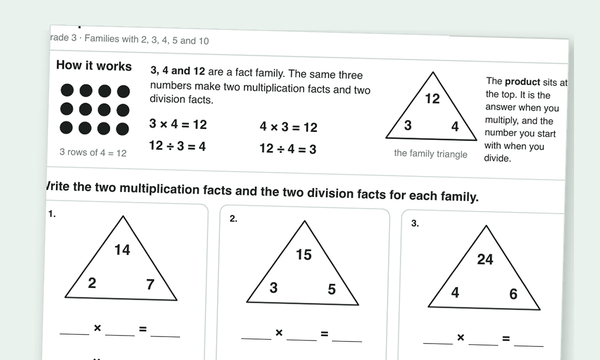 Fact family worksheets preview