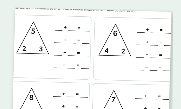 Fact family worksheets preview