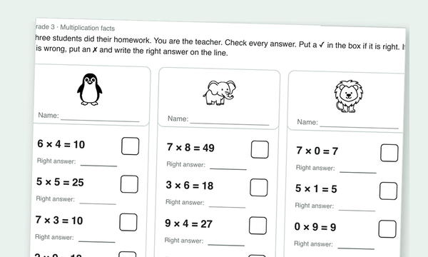 Find the mistake worksheet preview