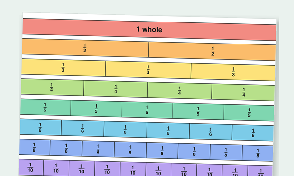 Printable fraction strips preview