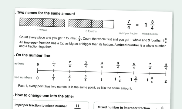 Printable improper fractions and mixed numbers lesson preview