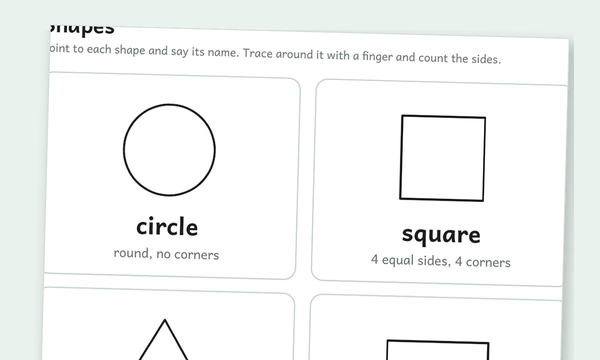 Printable kindergarten shapes worksheets preview