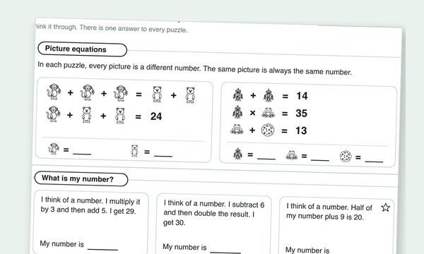 Math puzzles worksheet preview