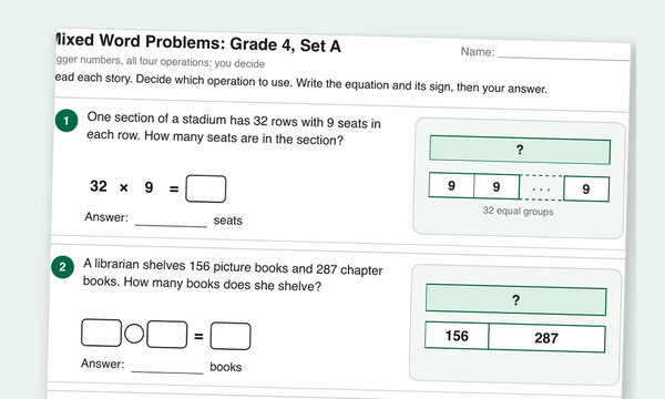 Mixed word problems worksheet preview